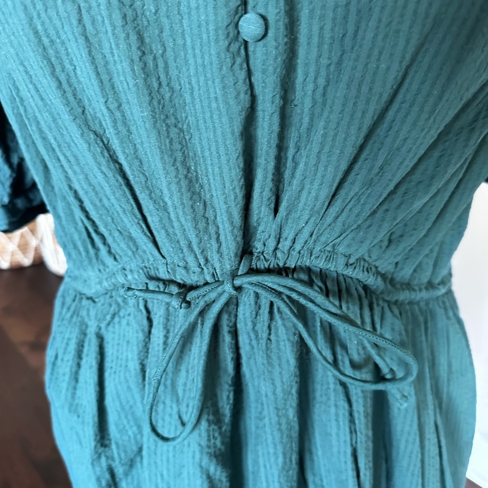 A New Day Target Dress Cotton Seersucker Boho Prairie Peasant Hunter Green XL - Picture 3 of 12
